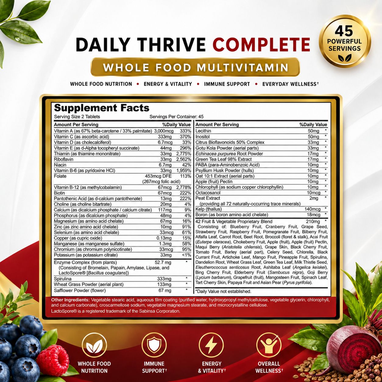 Daily Thrive Complete Whole Food Multivitamin