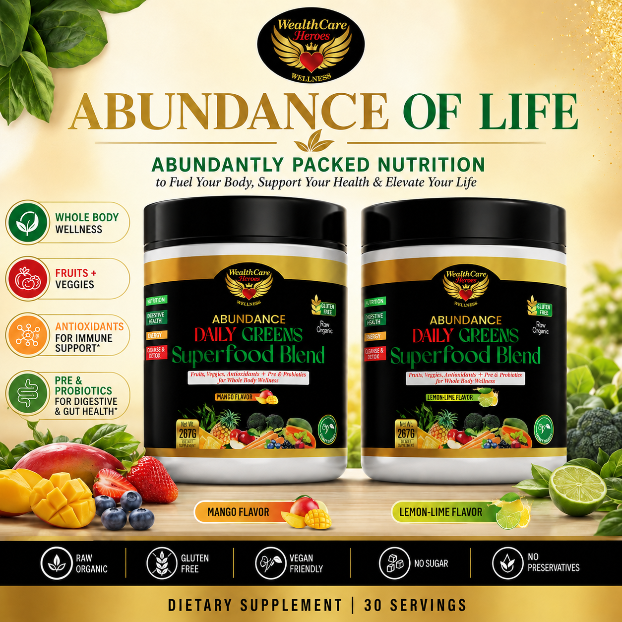 Abundance of Life Daily Greens Superfood - Mango